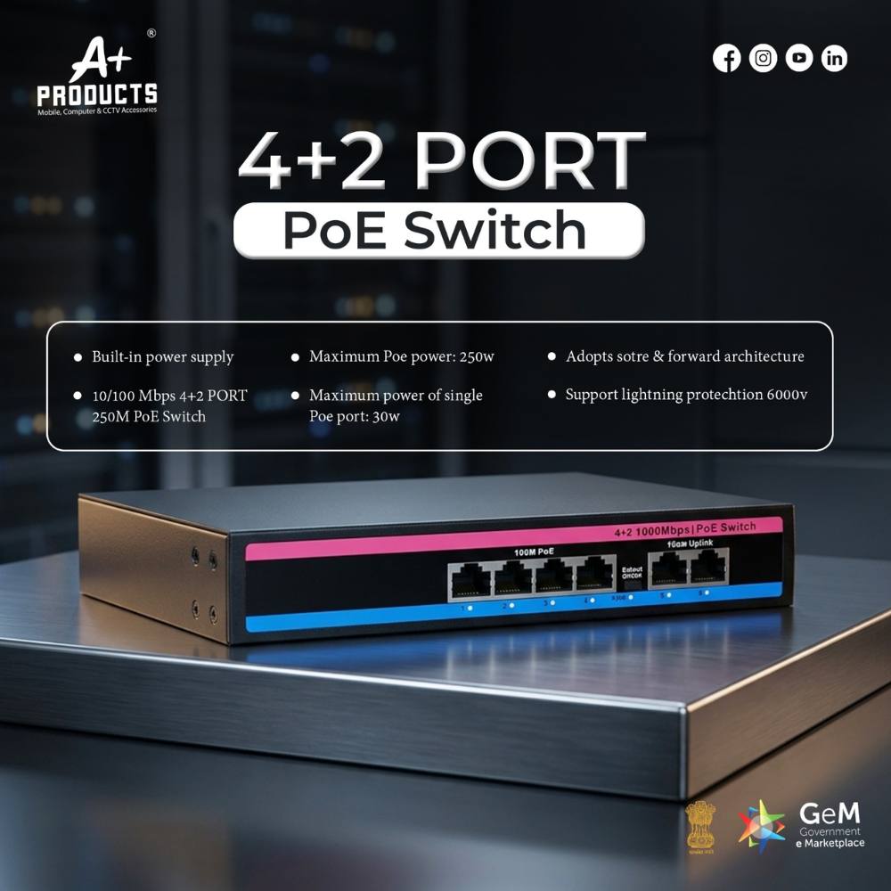 A+ Products Poe Switch 4 Port (4 FE + 2 FE Port) Normal